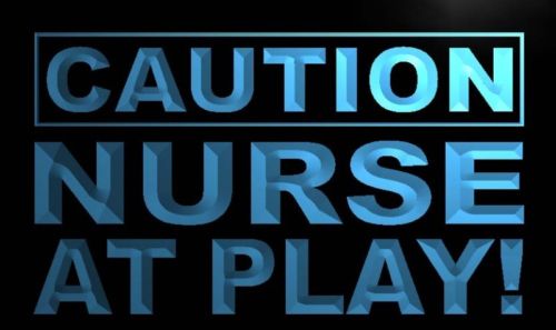 Caution Nurse at Play Neon Light Sign